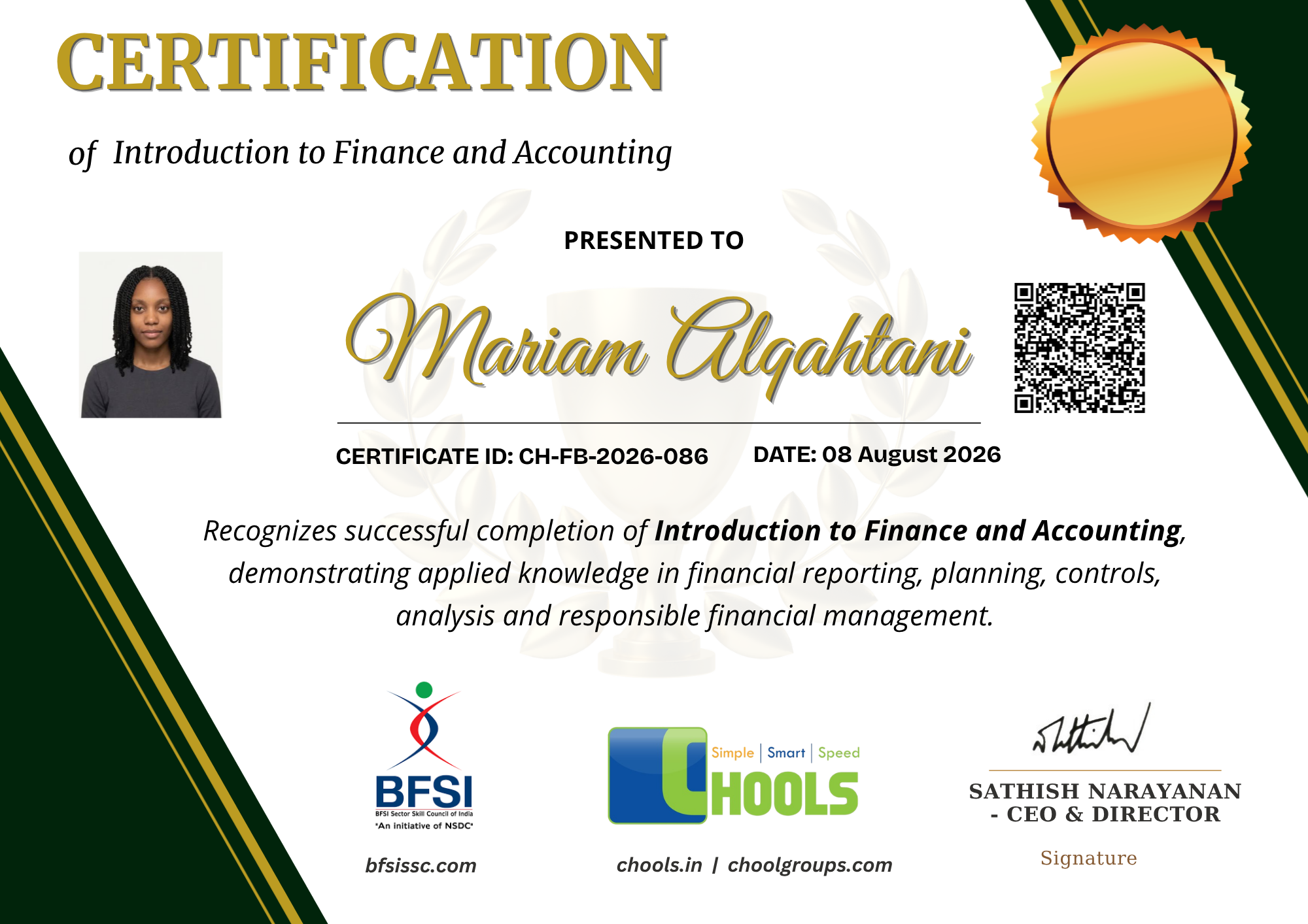 Introduction to Finance and Accounting Certificate